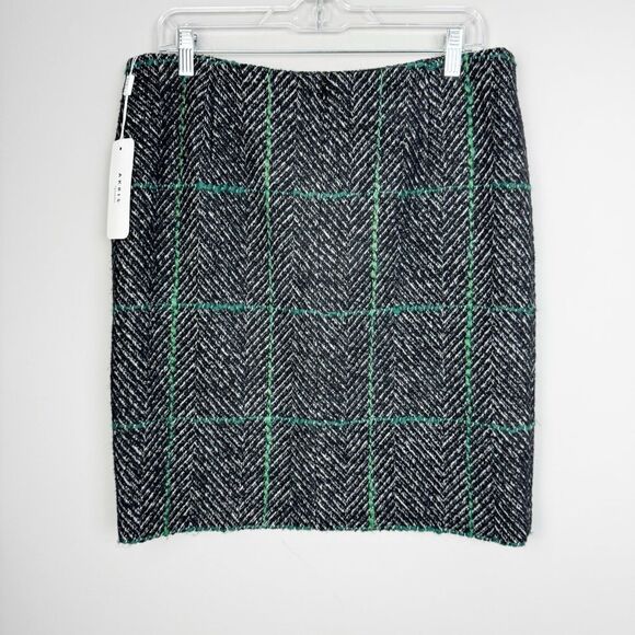 AKRIS PUNTO | NEW Windowpane Check Herringbone Pencil Skirt Women’s Size 10 - Picture 9 of 15